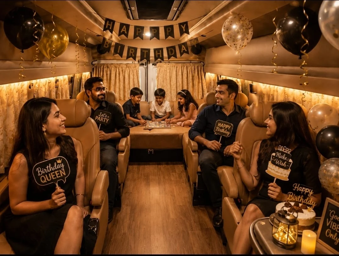 Ambient lounge lighting inside Roving Suites